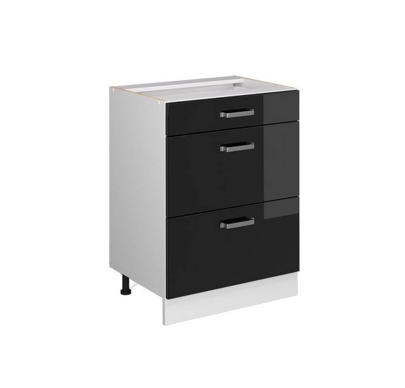 Vicco Schranksystem R-Line, Schwarz Hochglanz/Weiß, 60cm mit Schubladen, ohne AP von Vicco