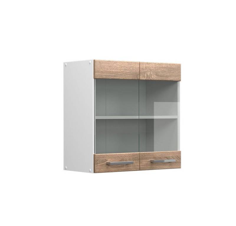 Vicco Schranksystem R-Line, Sonoma/Weiß, 60 cm mit Glastüren von Vicco