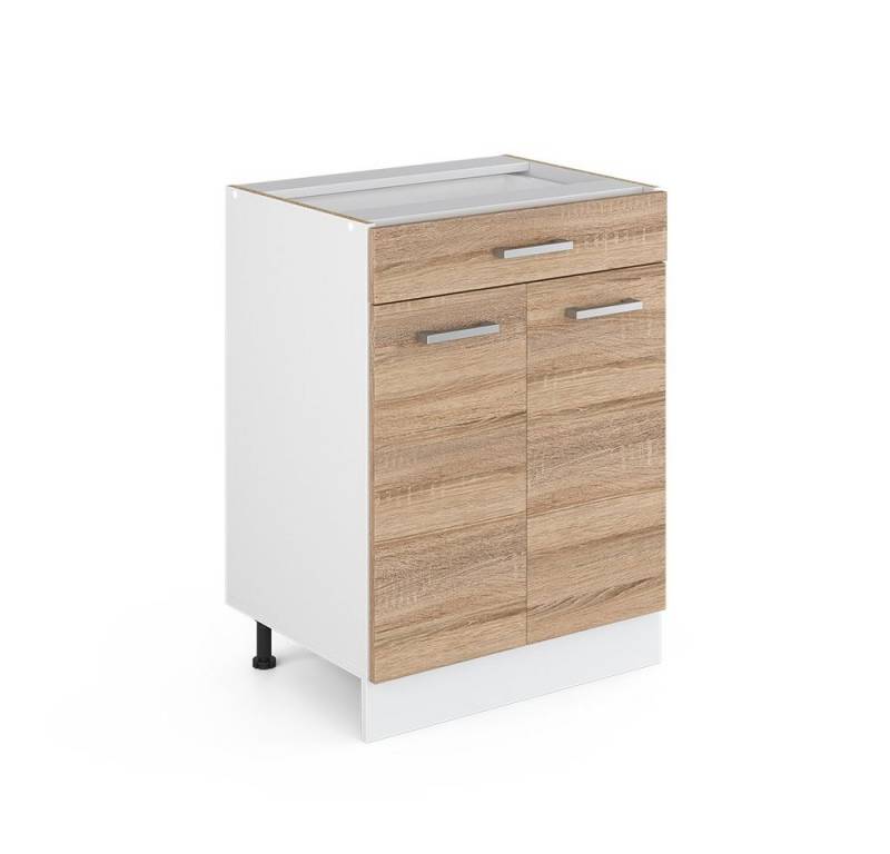 Vicco Schranksystem R-Line, Sonoma/Weiß, 60 cm mit Schubladen, ohne Arbeitsplatte von Vicco