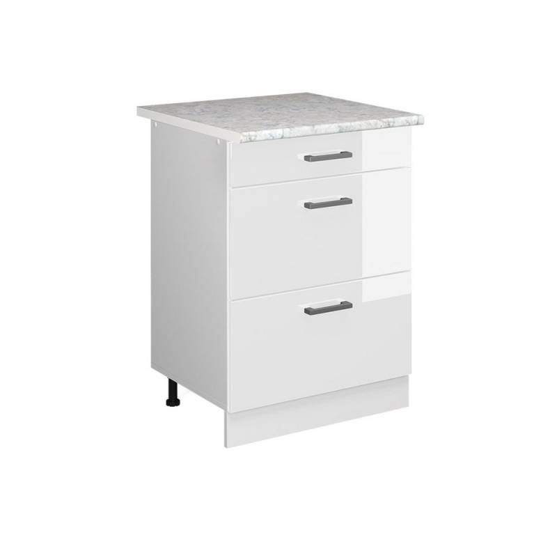 Vicco Schranksystem R-Line, Weiß Hochglanz/Weiß, 60 cm mit Schubladen von Vicco