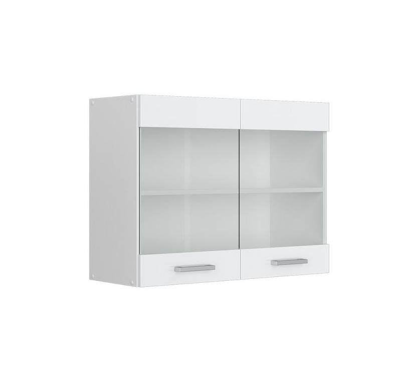 Vicco Schranksystem R-Line, Weiß Hochglanz/Weiß, 80 cm mit Glastüren von Vicco