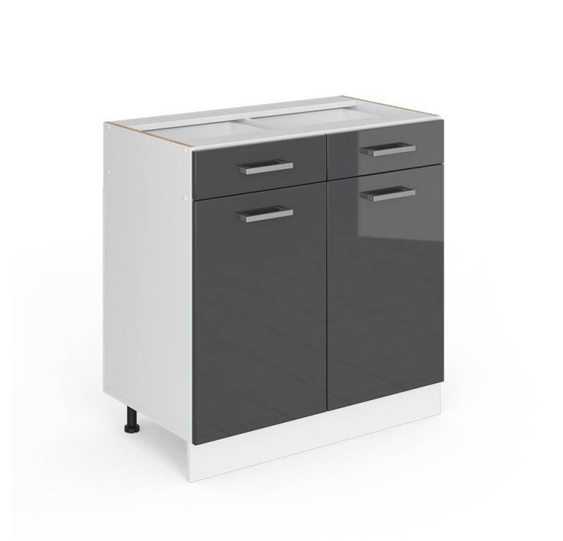 Vicco Schranksystem R-Line Anthrazit HG/Weiß 80cm mit Schubladen/Türen ohne AP von Vicco