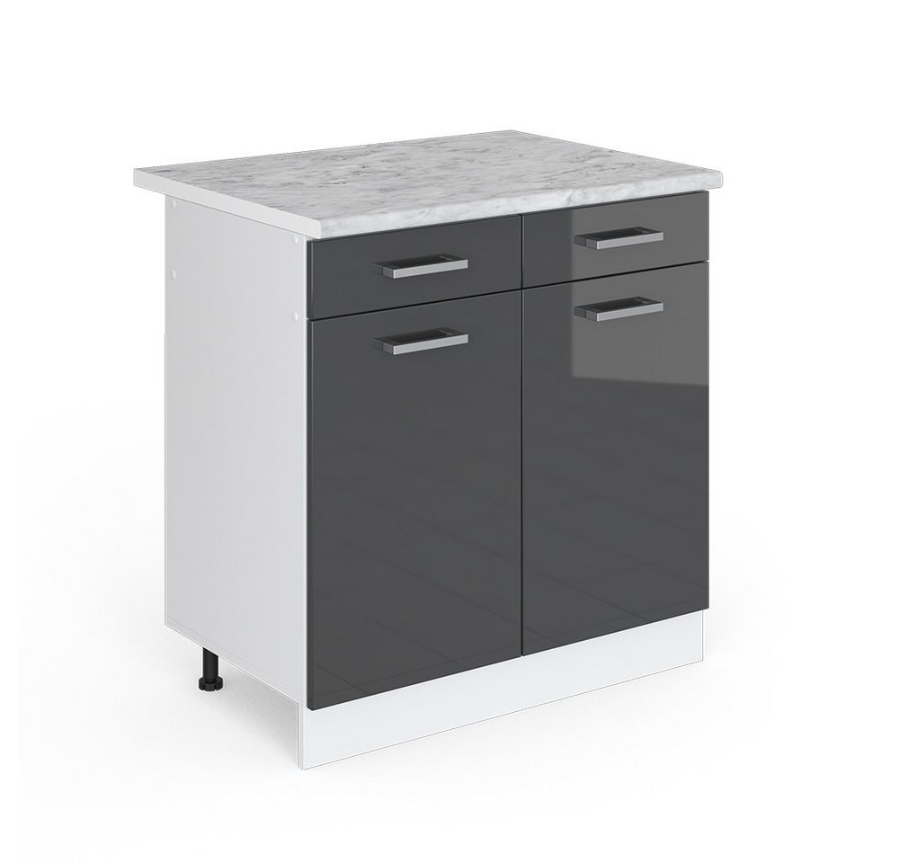 Vicco Schranksystem R-Line Anthrazit HG/Weiß 80cm mit Schubladen und Türen mit AP von Vicco