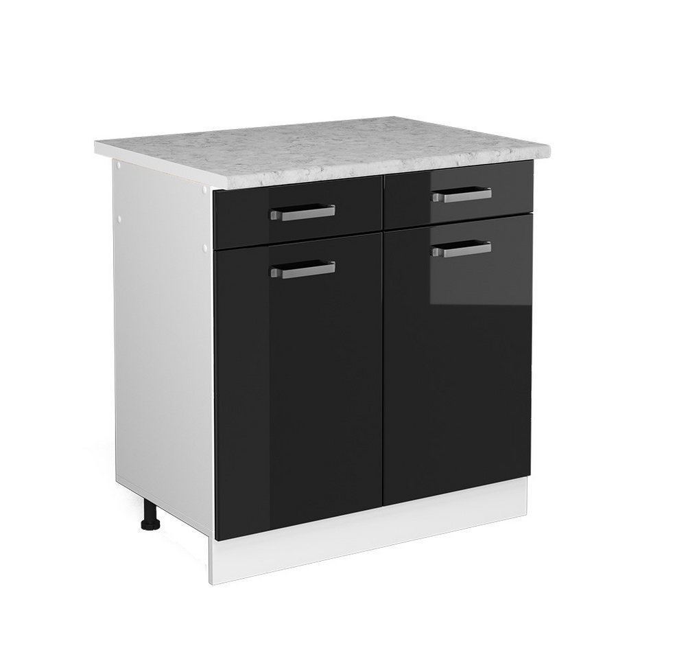 Vicco Schranksystem R-Line Schwarz HG/Weiß 80cm mit Schubladen und Türen mit AP von Vicco
