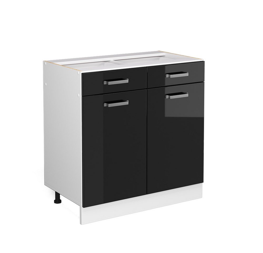 Vicco Schranksystem R-Line Schwarz HG/Weiß 80cm mit Schubladen und Türen ohne AP von Vicco