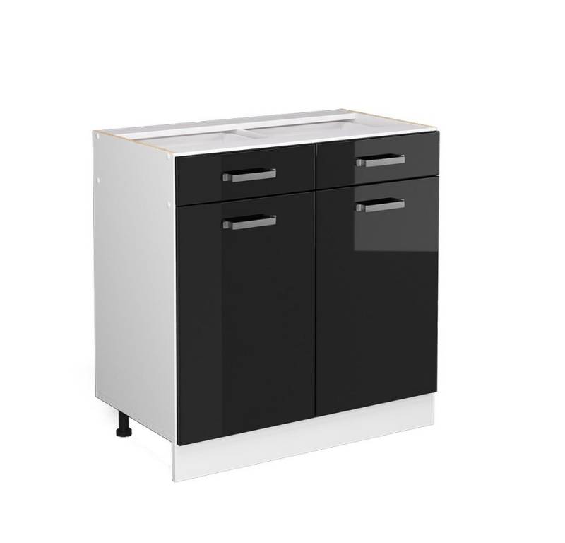 Vicco Schranksystem R-Line Schwarz HG/Weiß 80cm mit Schubladen und Türen ohne AP von Vicco