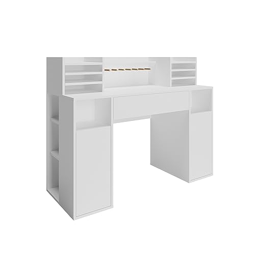 Vicco Basteltisch - Schreibtisch, Weiß, 126.8 x 50 cm XL mit Regale von Vicco