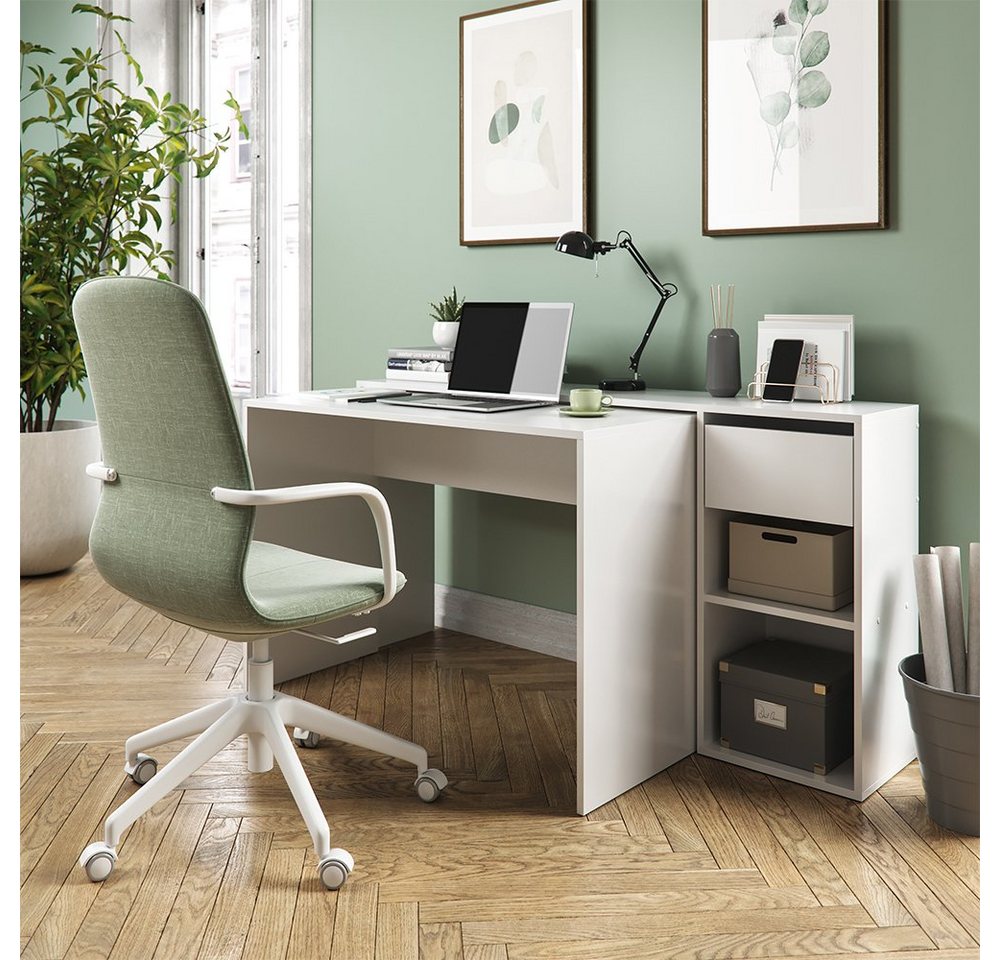 Vicco Schreibtisch Computertisch ausziehbar Arbeitstisch BEN Weiß von Vicco