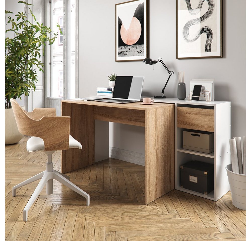 Vicco Schreibtisch Computertisch ausziehbar Arbeitstisch BEN Weiß Sonoma von Vicco