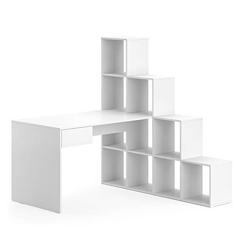 Vicco Eckschreibtisch Sarah, Winkelschreibtisch, Weiß, 139 x 142 cm von Vicco