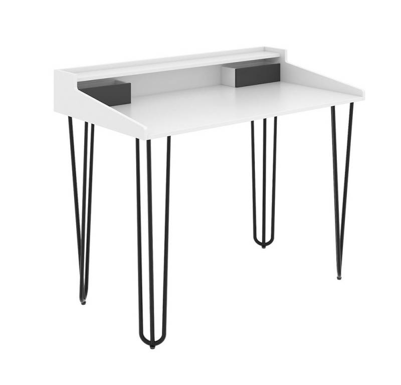 Vicco Schreibtisch Sannar, Weiß/Schwarz, 110 x 60 cm mit Schubladen von Vicco