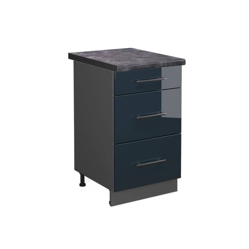 Vicco Schubladenschrank Fame-Line Dunkelblau Hochglanz 50 cm AP Anthrazit von Vicco