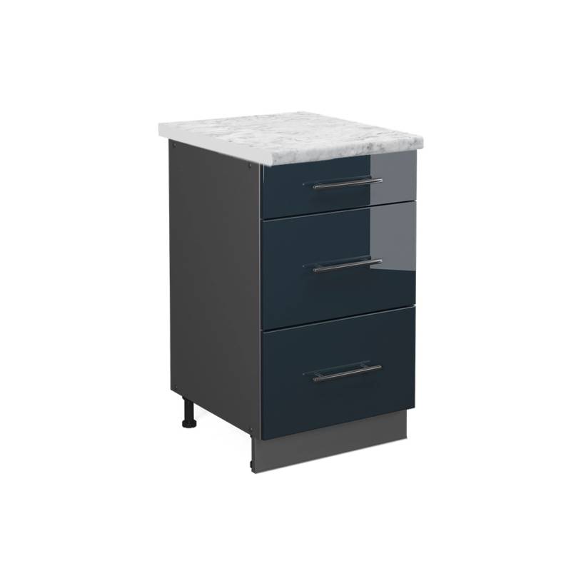 Vicco Schubladenschrank Fame-Line Dunkelblau Hochglanz 50 cm AP Marmor von Vicco