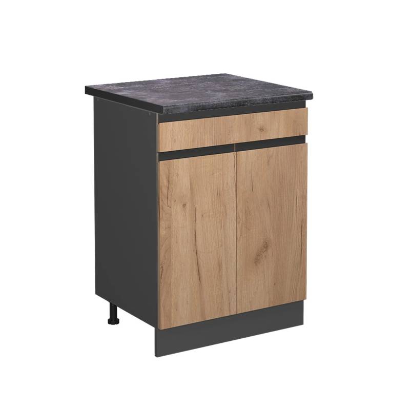 Vicco Schubladenschrank R-Line Schubladenschrank für die Küche Goldkraft Eiche 60 cm AP Anthrazit von Vicco