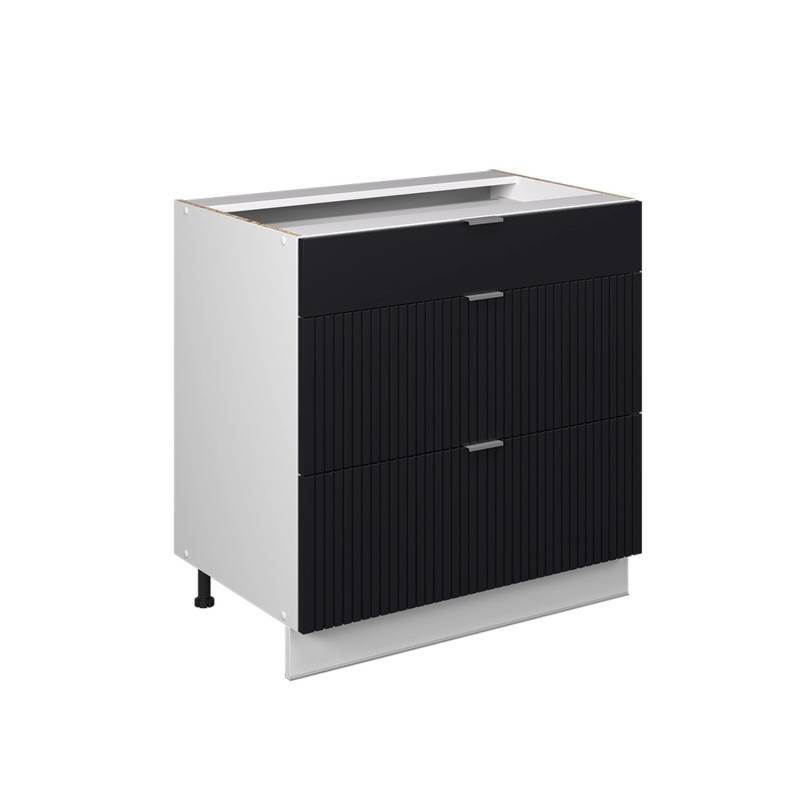 Vicco Schubladenunterschrank Fame-Line Schwarz Gestreift 80 cm mit 3 Schubladen ohne Arbeitsplatte von Vicco