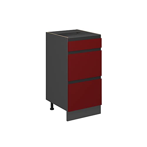 Vicco Küchenunterschrank R-Line, Rot/Anthrazit, 40 cm J-Shape, mit Schubladen, ohne Arbeitsplatte von Vicco