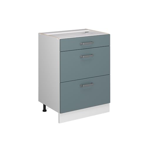 Vicco Küchenunterschrank R-Line, Blau-Grau/Weiß, 60 cm mit Schubladen, ohne Arbeitsplatte von Vicco