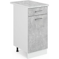 Schubladenunterschrank R-Line 40 cm Weiß/Beton modern 1 Schublade Arbeitsplatte Vicco von Vicco