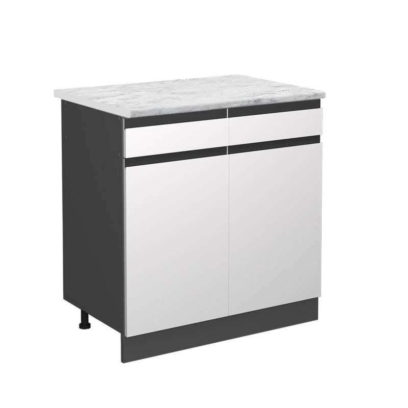 Vicco Schubladenunterschrank R-Line Schubladenschrank für die Küche Weiß 80 cm AP Marmor von Vicco