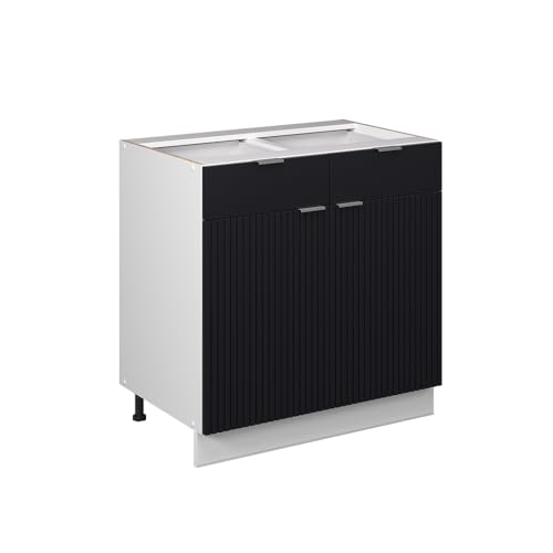 Vicco Schubunterschrank Fame-Line, Schwarz gestreift, 80 cm ohne Arbeitsplatte von Vicco