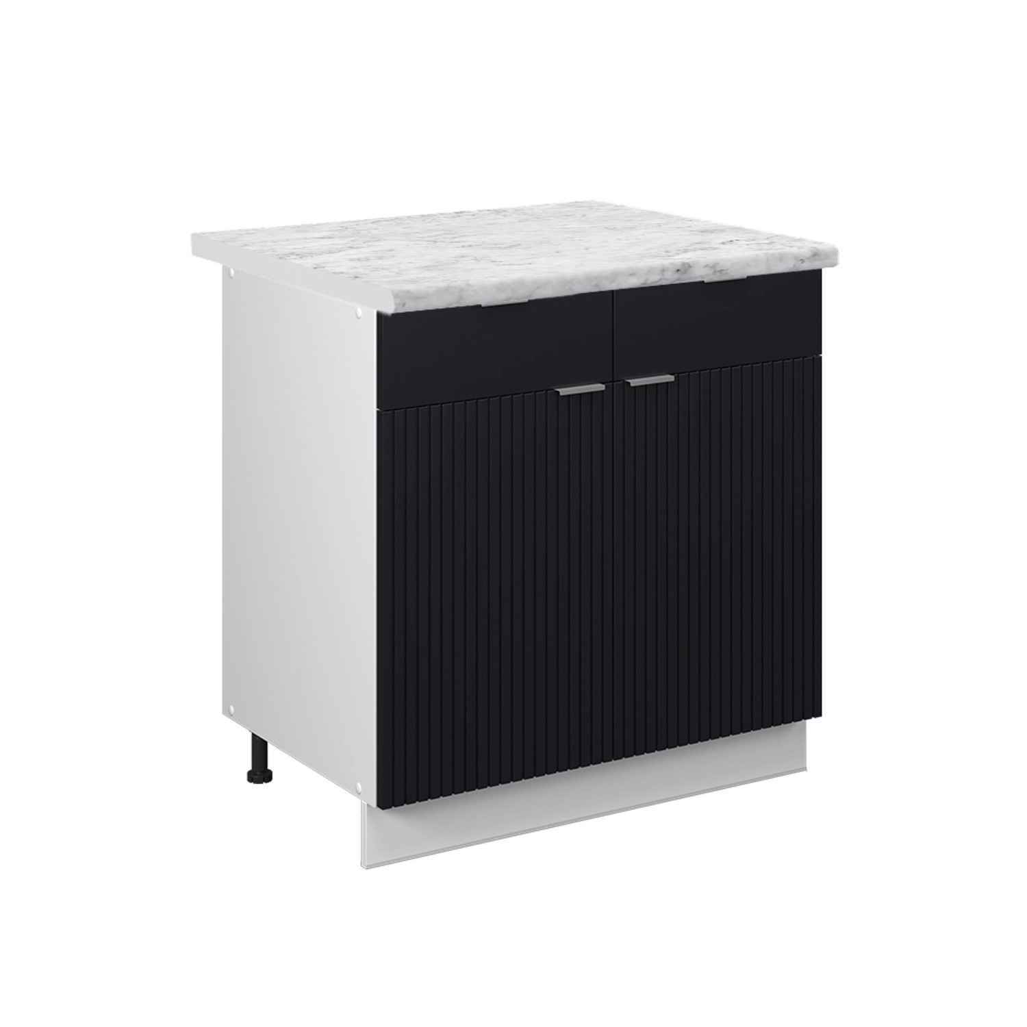 Vicco Schubunterschrank Fame-Line Schubladenschrank für die Küche Schwarz Gestreift 80 cm AP Marmor von Vicco