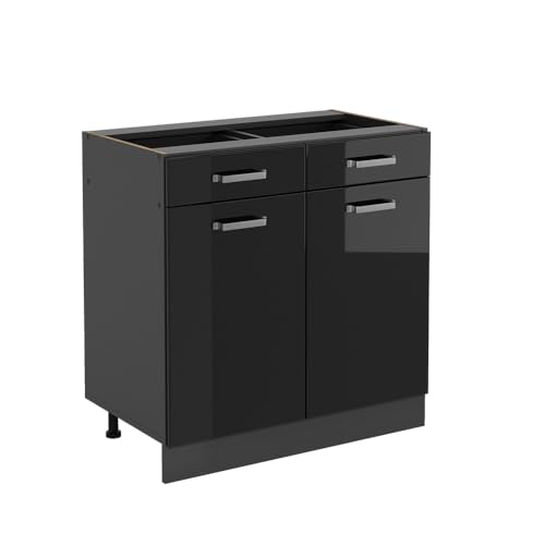 Vicco Küchenunterschrank R-Line, Schwarz Hochglanz/Anthrazit, 80 cm ohne Arbeitsplatte Vicco Küchenunterschrank R-Line, Schwarz Hochglanz/Anthrazit, 80 cm ohne Arbeitsplatte von Vicco