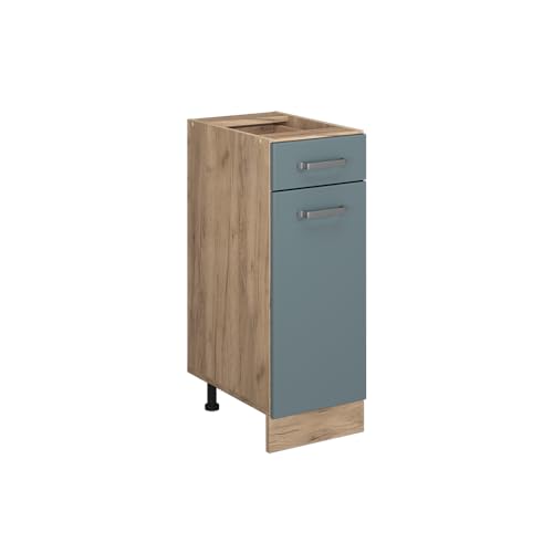 Vicco Küchenunterschrank R-Line, Blau-Grau/Goldkraft Eiche, 30 cm ohne Arbeitsplatte von Vicco