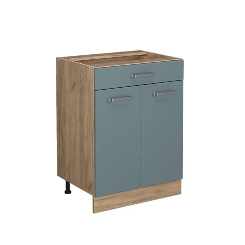 Vicco Küchenunterschrank R-Line, Blau-Grau, 60 cm mit Schublade, ohne Arbeitsplatte von Vicco