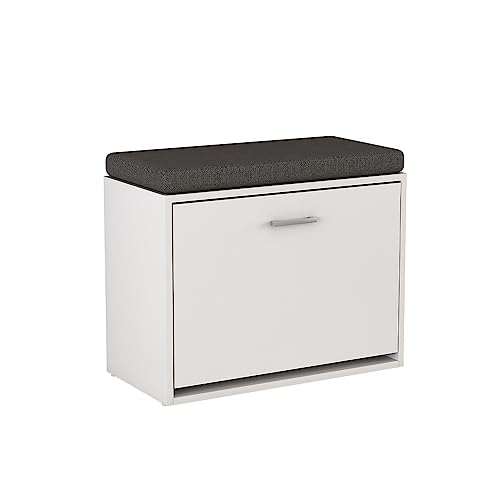 Vicco Schuhbank Georg, Sitzbank mit Stauraum, Weiß, 60 x 49.5 cm mit Auflage von Vicco