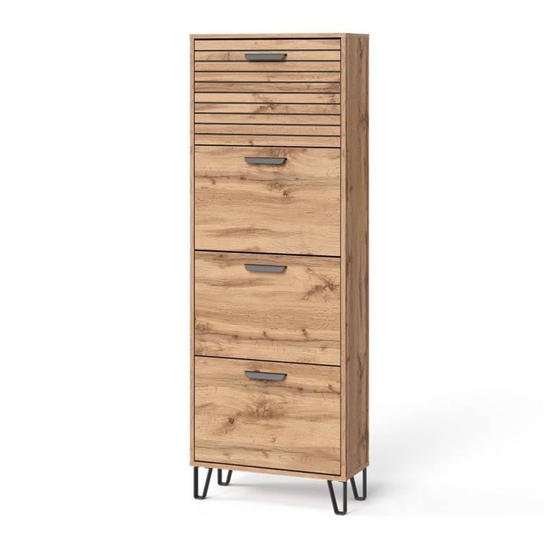 Vicco Schuhkipper Amber, Eiche Wotan, 60 x 168 cm mit 4 Fächern von Vicco