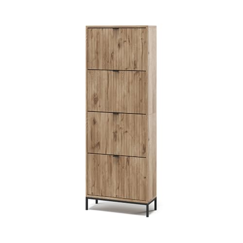 Vicco Schuhkipper Eliza, Viking Oak, 60 x 168 cm mit 4 Klappschubladen von Vicco