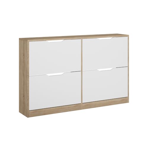 Vicco Schuhkipper Luca, Sonoma/Weiß, 116.6 x 72.5 cm mit 4 Fächern von Vicco