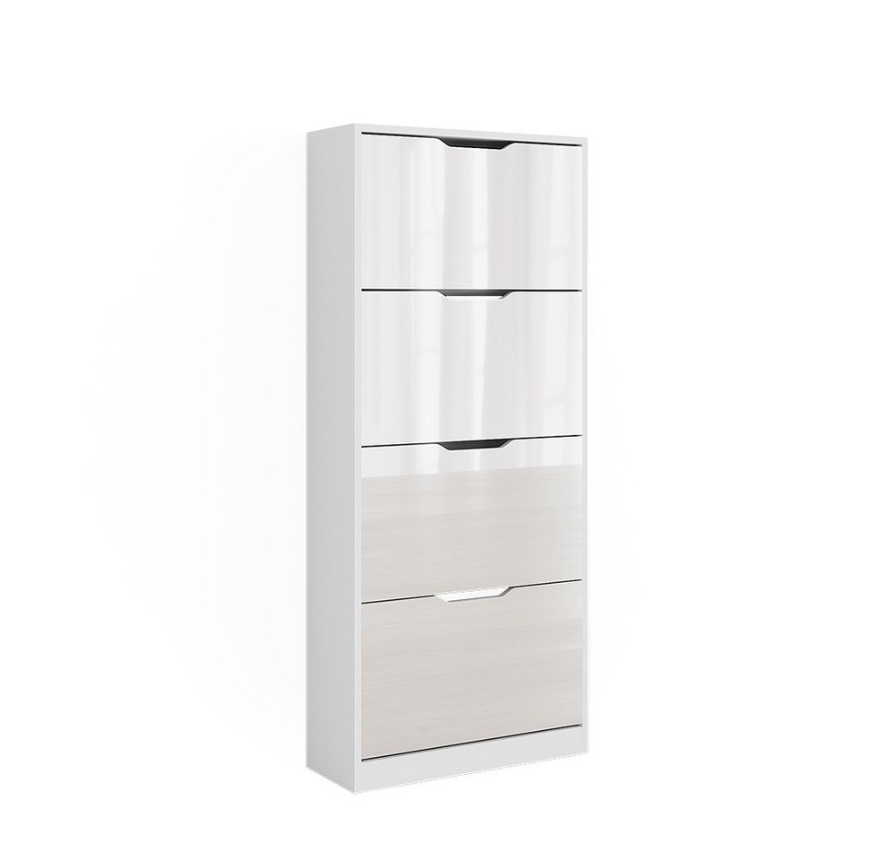 Vicco Schuhkipper Luca, Weiß/Weiß Hochglanz, 59 x 137 cm mit 4 Klappschubladen Vicco Schuhkipper Luca, Weiß/Weiß Hochglanz, 59 x 137 cm mit 4 Klappschubladen von Vicco