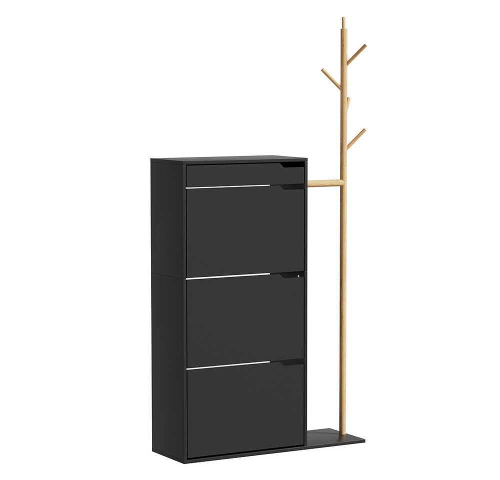 Vicco Schuhschrank Ivo, Schwarz, 90 x 181.5 cm mit 3 Fächern, 1 Schublade Vicco Schuhschrank Ivo, Schwarz, 90 x 181.5 cm mit 3 Fächern, 1 Schublade von Vicco