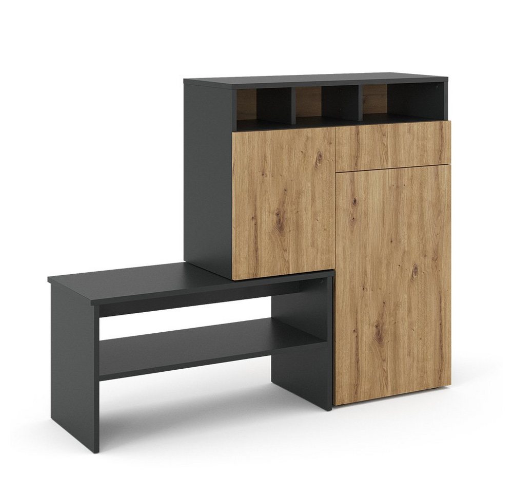 Vicco Schuhschrank Selena, Anthrazit/Eiche, 125 x 102 cm mit Sitzbank Vicco Schuhschrank Selena, Anthrazit/Eiche, 125 x 102 cm mit Sitzbank von Vicco