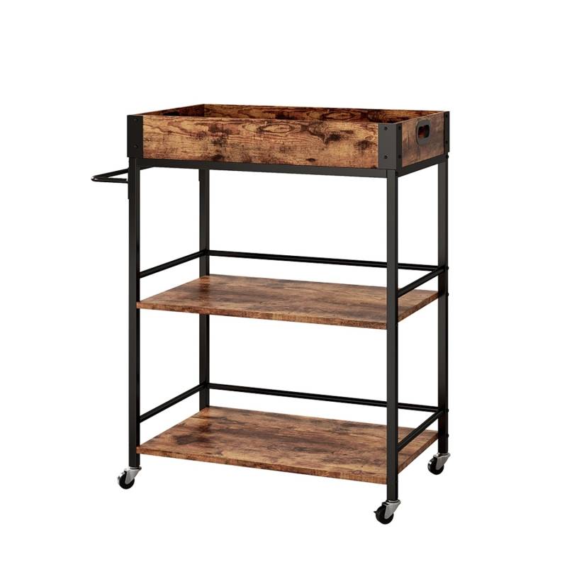 Vicco Servierwagen Fyrk Rollbare Küchen-Minibar Eiche Rustikal 65x85 cm von Vicco