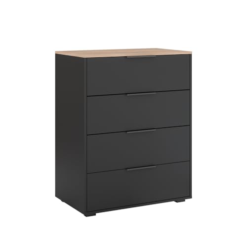 Vicco Kommode Betti, Kommodenschrank, Anthrazit/Sonoma, 80 x 101.9 cm mit 4 Schubladen von Vicco