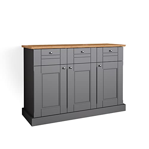 Vicco Sideboard Bergamo, Grau/Eiche, 121 x 84 cm von Vicco