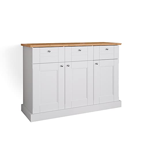 Vicco Sideboard Bergamo, Weiß/Eiche, 121 x 84 cm von Vicco