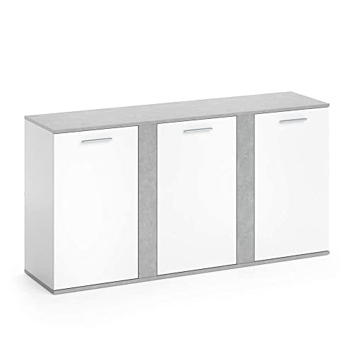 Vicco Sideboard Novelli, Beton/Weiß, 155 x 80 cm mit Türen von Vicco