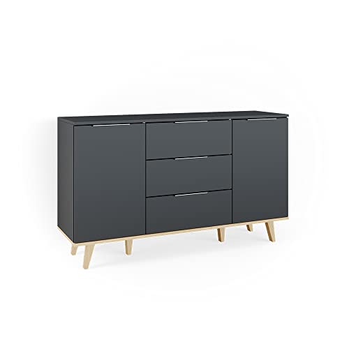 Vicco Sideboard Nautica, Anthrazit/Buche, 138 x 82 cm von Vicco