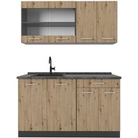 Vicco - Singleküche R-Line, Artisan Eiche/Anthrazit, 140 cm ohne Arbeitsplatte von Vicco