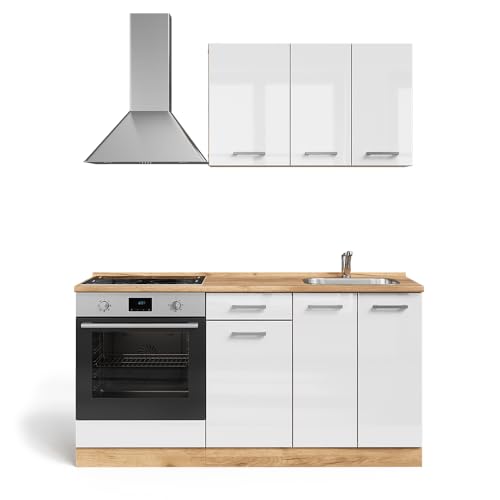 Vicco Singleküche R-Line, Weiß Hochglanz/Goldkraft Eiche, 160 cm mit Herdumbauschrank ohne Arbeitsplatte Vicco Singleküche R-Line, Weiß Hochglanz/Goldkraft Eiche, 160 cm mit Herdumbauschrank ohne Arbeitsplatte von Vicco