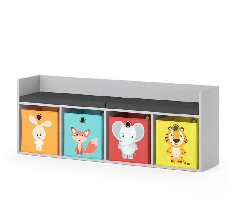 Vicco Sitzbank Luigi, Weiß, 142.4 x 53.4 cm 4 Fächer, mit Faltboxen bunt von Vicco