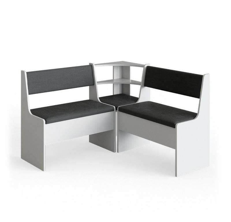 Vicco Sitzbank Roman, Weiß/Anthrazit, 120 x 120 cm Ohne Tisch (Set, 5-St., 3-er Set), bequeme Polsterung von Vicco