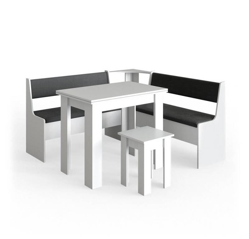 Vicco Sitzgruppe Roman, Weiß/Anthrazit, 150 x 150 cm mit Tisch, (Set, 5-tlg., 5-er Set), bequeme Polsterung von Vicco