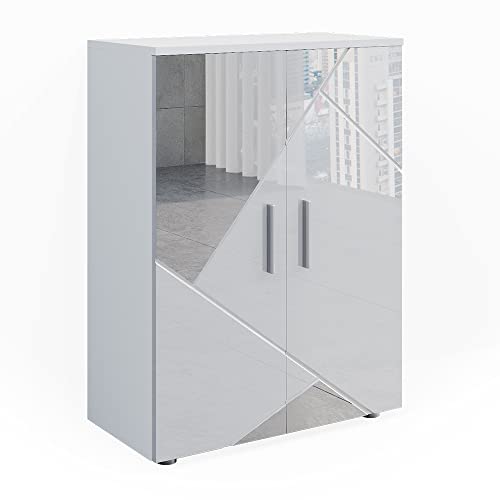 Vicco Midischrank Irma, Weiß Hochglanz mit Einsätzen, 60 x 81 cm von Vicco