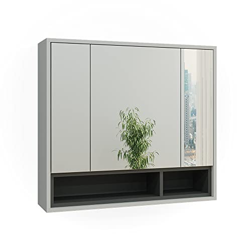 Vicco Bad Spiegelschrank Beatrice, Grau/Anthrazit, 80 x 72 cm von Vicco