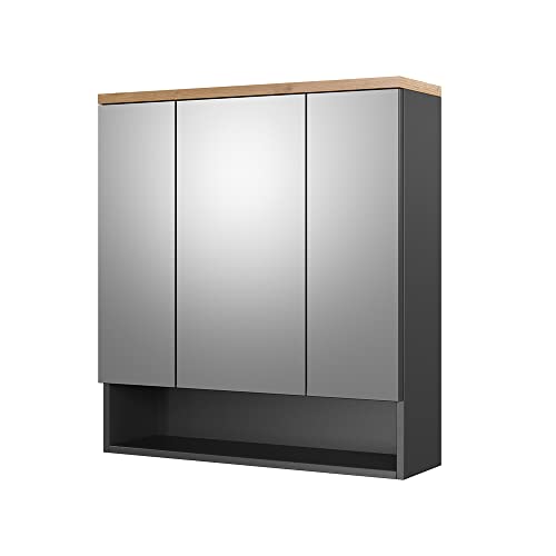 Vicco Badspiegelschrank Eden, Badezimmerspiegel, Anthrazit/Artisan-Eiche, 70 x 77 cm von Vicco