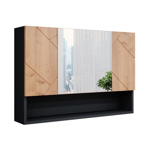 Vicco Bad Spiegelschrank Irma, Anthrazit/Eiche, 80 x 55 cm von Vicco